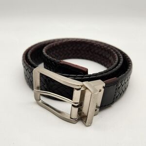 Nike Mens Reversible Braided Woven Leather Belt Brown/Black Golf 36" Pre-owned